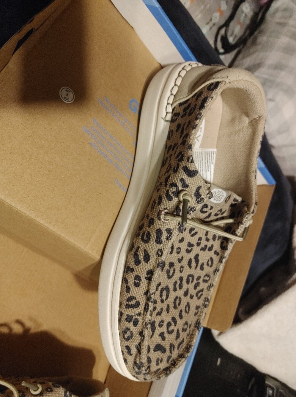 Hey Dude Wally Leopard Print Slip-On - Beige & Black